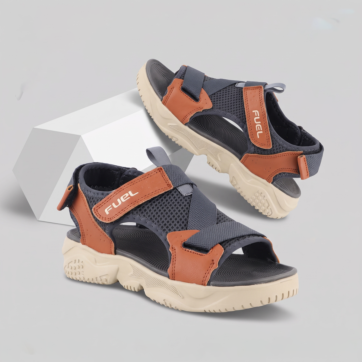 FUEL Gabbro Chunky Sports Sandals for Men (Grey)