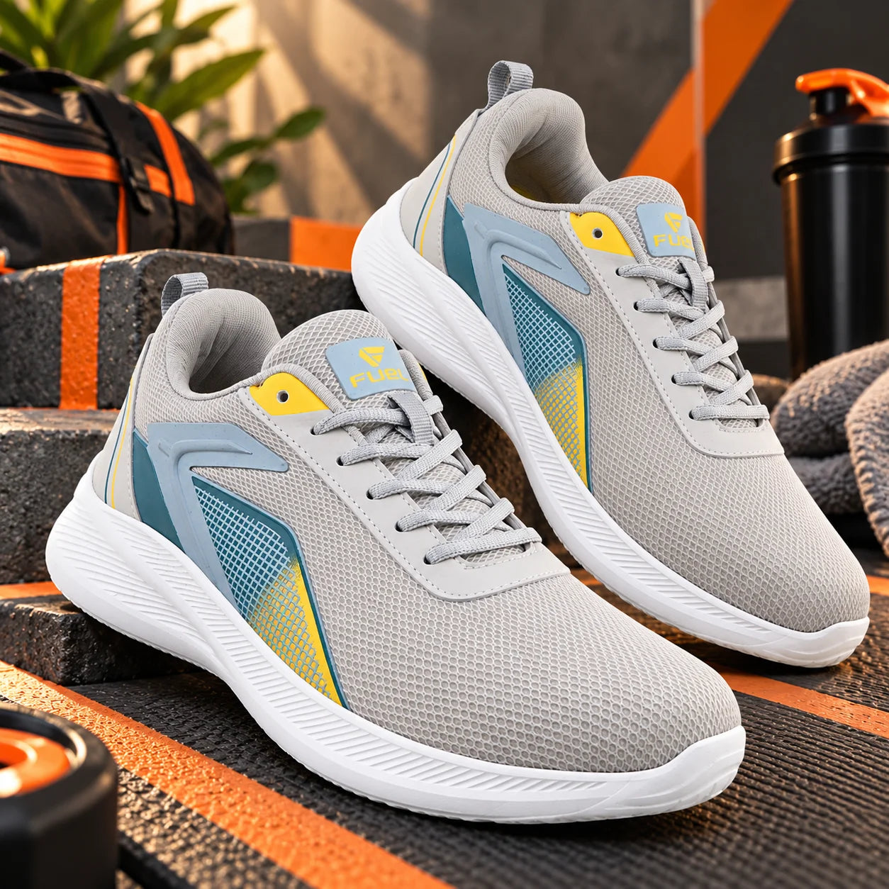 FUEL Rainbow Comfortable and light-weight Sports Shoes For Men (Grey)