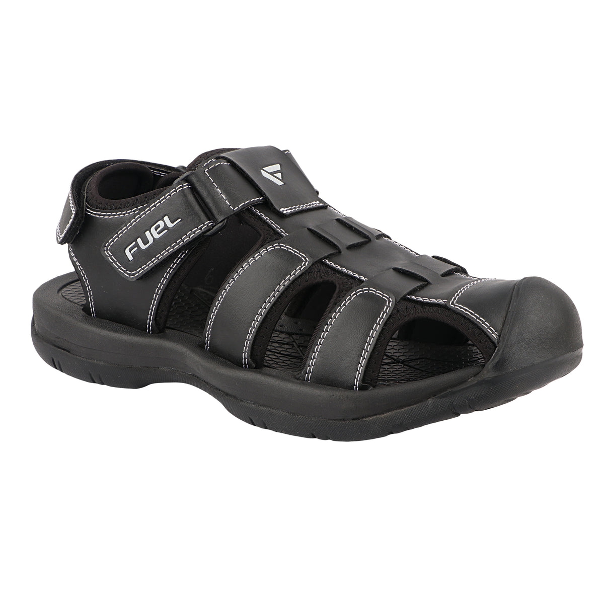 FUEL Commando-1 Comfortable Outdoor & Daily Wear  Men’s Flexible Fisherman Sandals with Protective Toe Cap (Black)