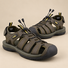 FUEL Commando Comfortable & Breathable Men’s Flexible Fisherman Outdoor Sandals with Protective Toe Cap (Olive)