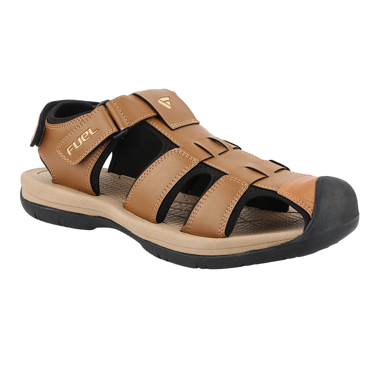 FUEL Commando-1 Comfortable Outdoor & Daily Wear  Men’s Flexible Fisherman Sandals with Protective Toe Cap (Tan)