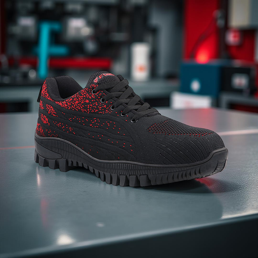 FUEL Trendy Safety Shoes in Strong Knitted Fabric, Metallic toe cap (200 J) Toe with Rubber Sole