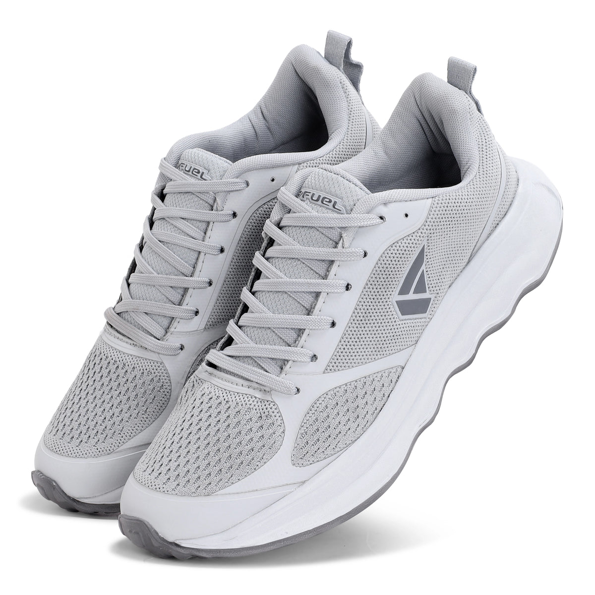 FUEL Vortex Men's Grey Sports Shoes - Breathable Mesh Upper, Lightweight EVA Sole, Comfortable Fit and Stylish Design for Walking, Running, Gym, Casual Wear, Daily Use and Outdoor Activities, (Grey)