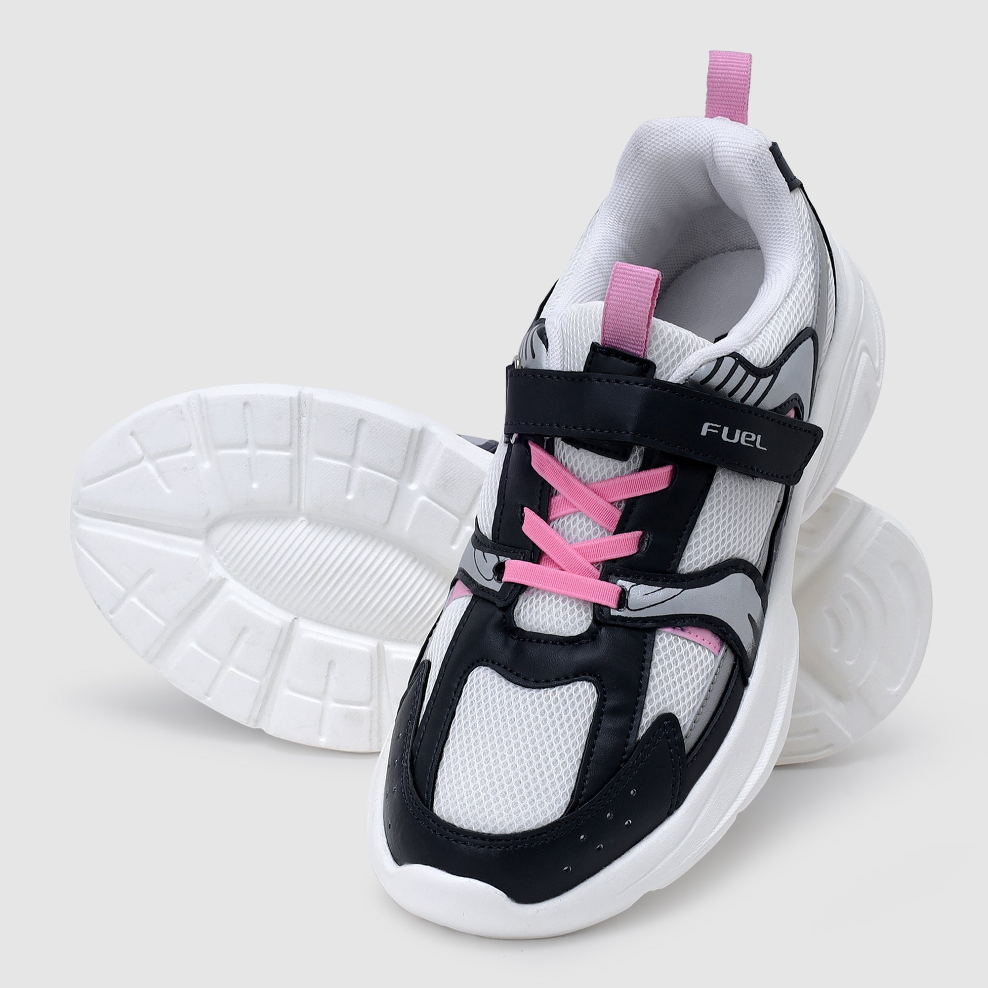 FUEL Charlie Kids Shoes for Boys and Girls, Sports Shoes with EVA and Rexine Upper, Lightweight EVA Sole, Stylish Casual Footwear, Walking, School, Outdoor Activities and Everyday Use. (Navy Silver)