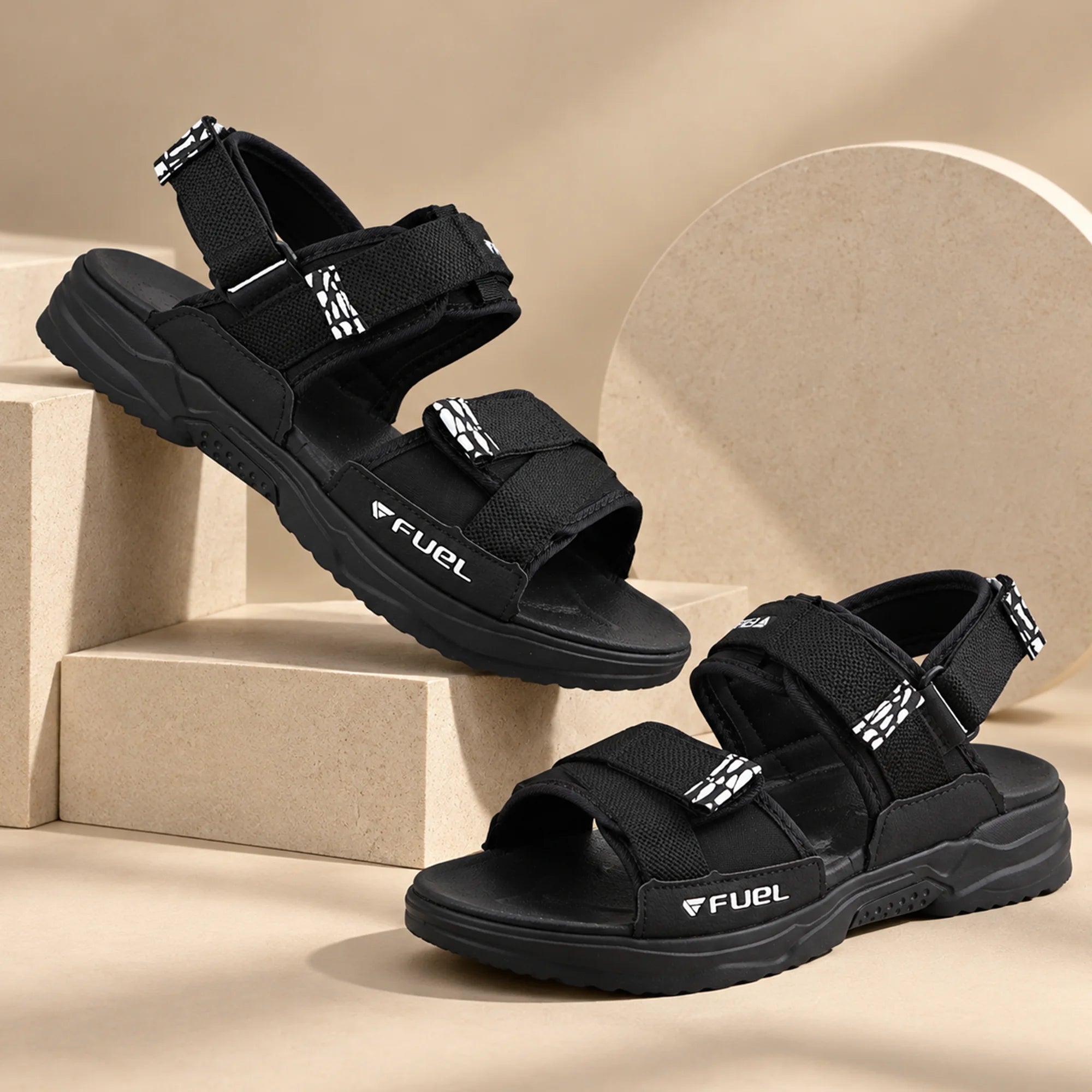 FUEL Combat-01 Breathable & Anti-Skid Outdoor Sandals For Men's (Black)