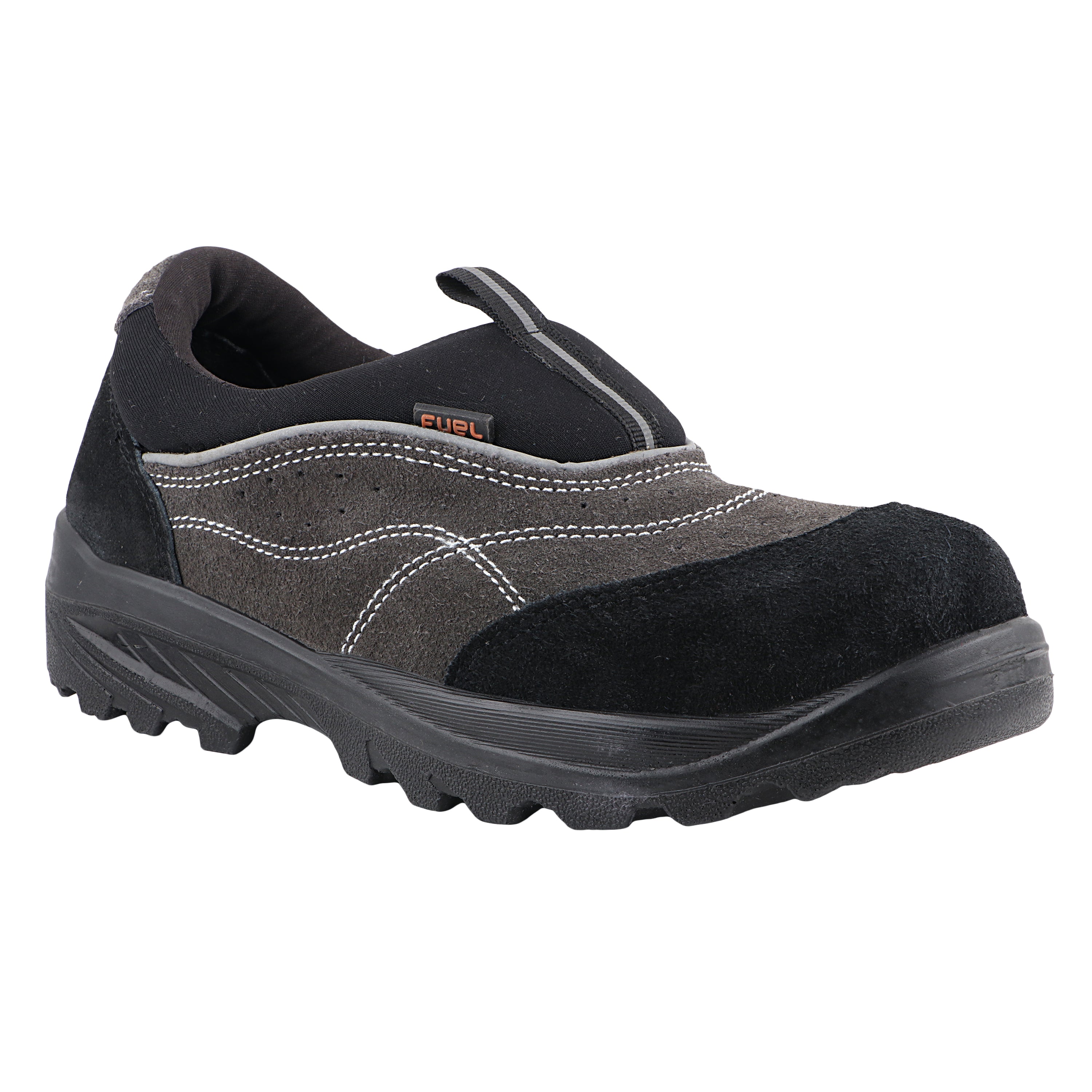 FUEL Slip-on Safety Shoes for Men Industrial PU Single Density Sole, 200J Steel Toe, Energy Absorption