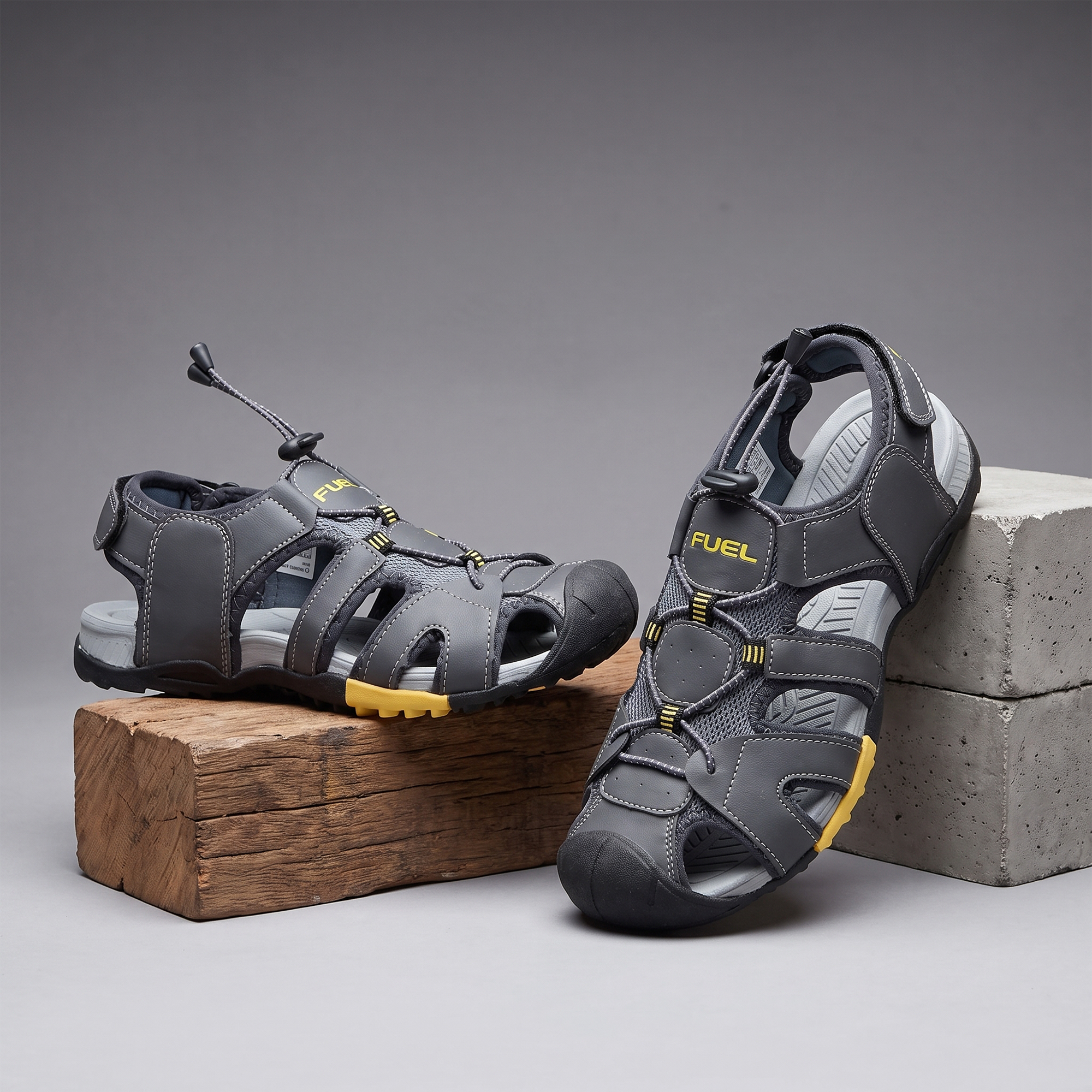 FUEL Warriors Lightweight & All-Day Comfort Sandals for Men's (Grey)