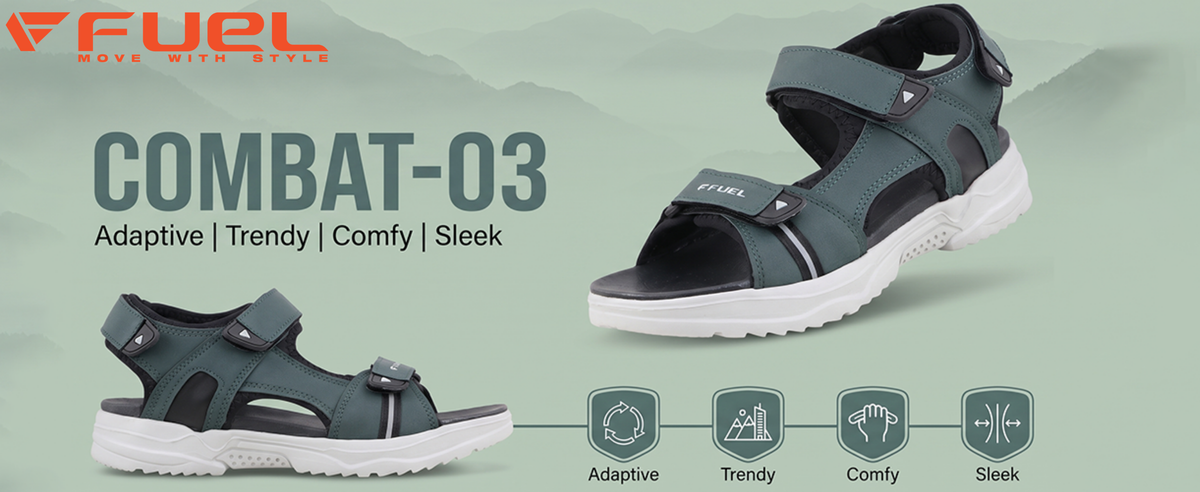 FUEL Combat-03 Sports Chunky Sandals For Men's (Grey)