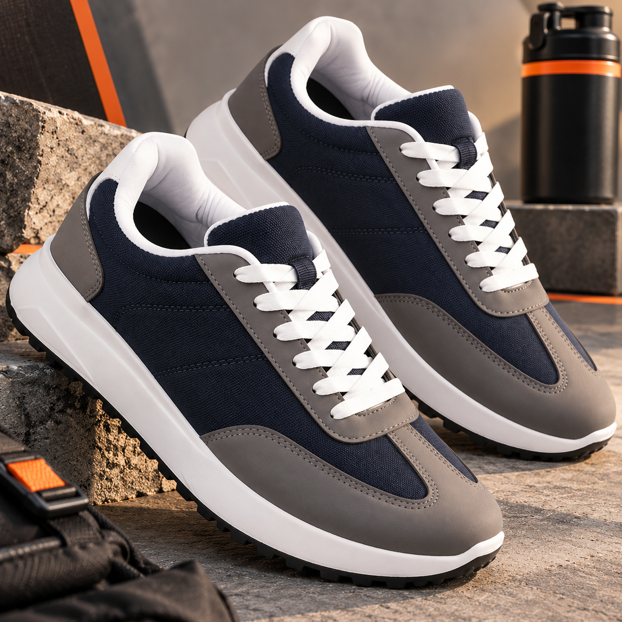 FUEL Neostep-03 Flexible & Lightweight Shock-Absorbing and Comfort Durable Sole Sports Shoes for Men's (Navy)