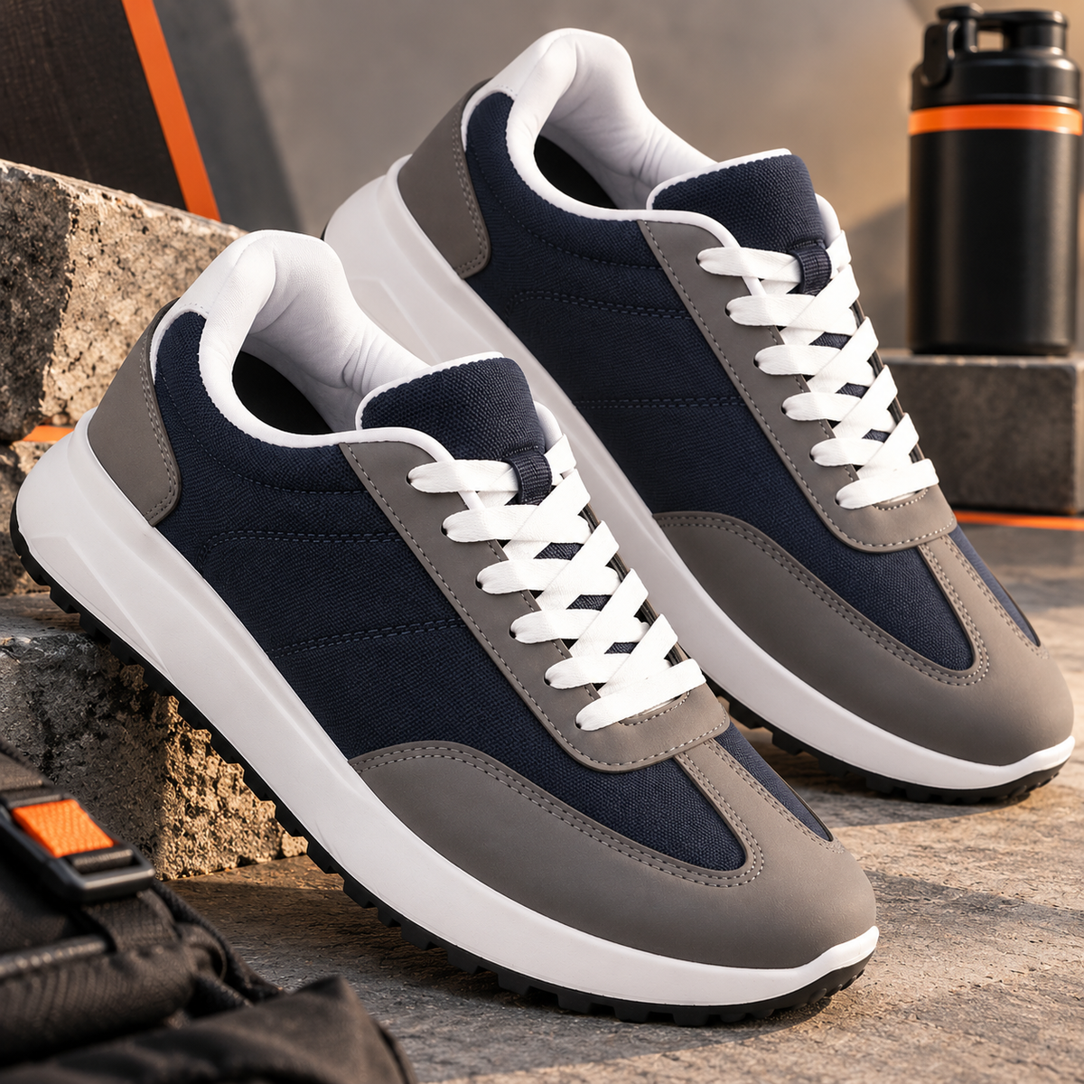 FUEL Neostep-03 Flexible & Lightweight Shock-Absorbing and Comfort Durable Sole Sports Shoes for Men's (Navy)