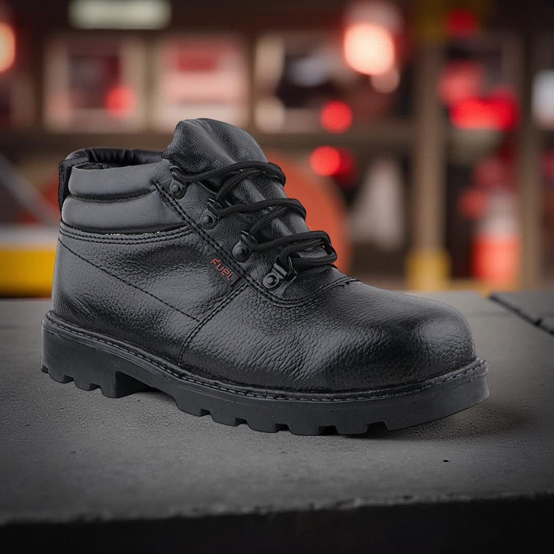 Fuel Flamingo HC Men's Black Lightweight Safety Shoes with PU Sole, Impact Resistant (100 Joules)