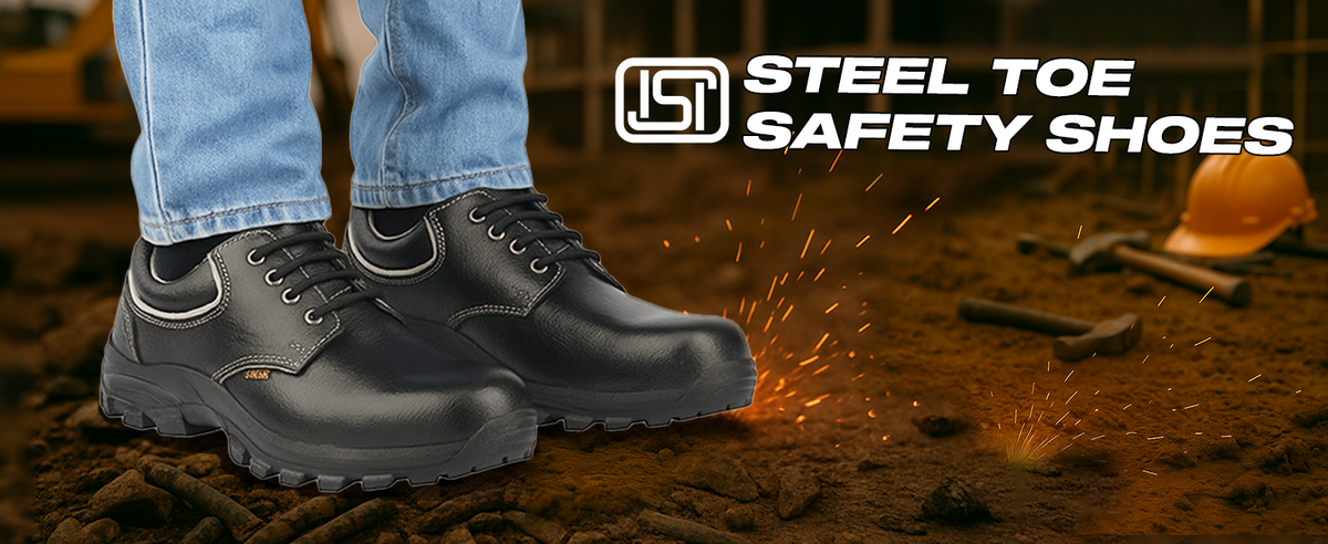 FUEL Leon R Leather in Tango PRINT & Rubberized Single Density Sole Industrial Safety Shoes for Men's (Black)