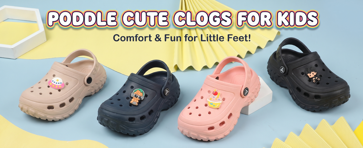 FUEL Poddle Cute & Lightweight EVA Slip-On Clogs for Kids (Beige)