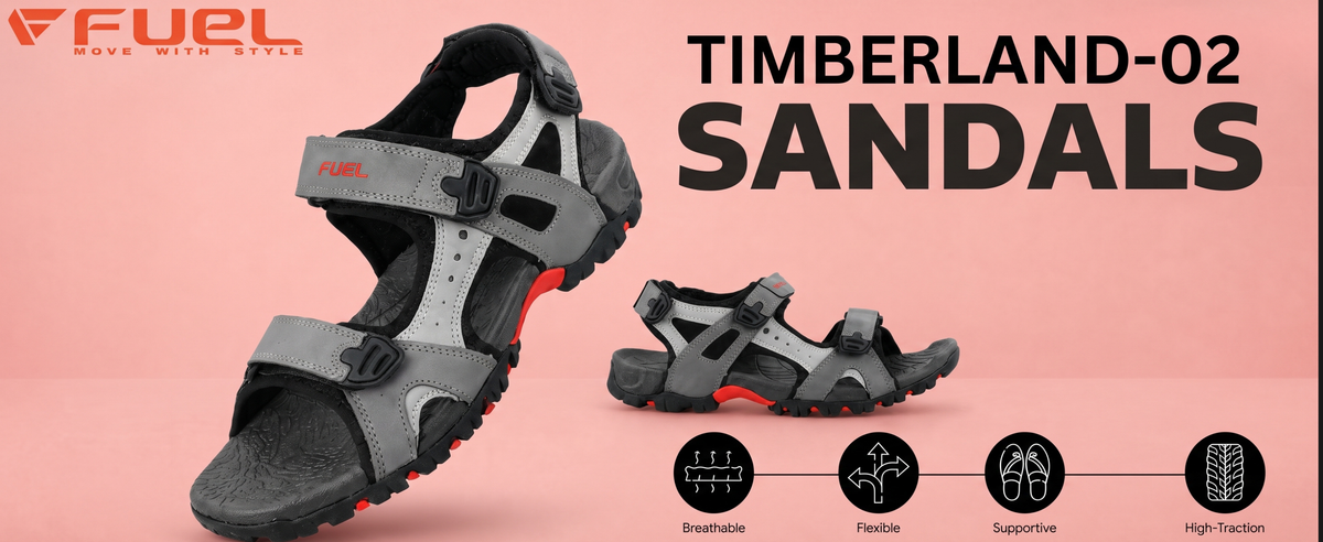 FUEL Timberland-02 Comfortable Casual Sandals for Men (Grey)