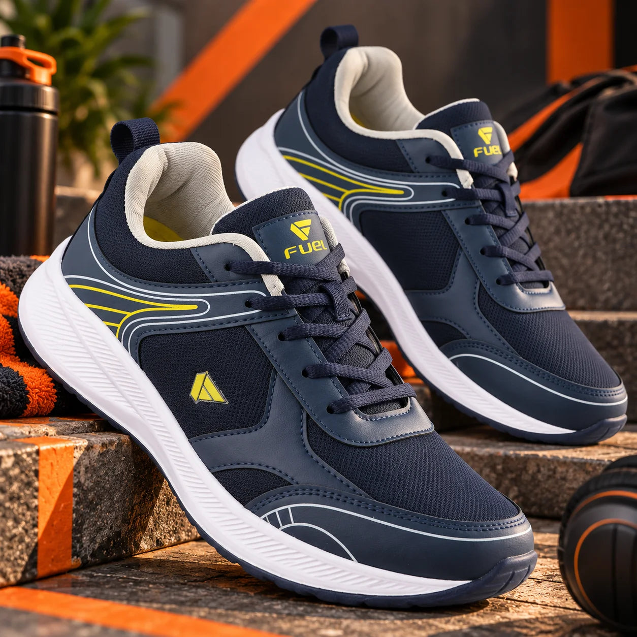FUEL Carter Athletic Casual & Affordable Anti-Skid Sports Shoes for Men's (Navy-White)