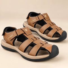 FUEL Commando-1 Comfortable Outdoor & Daily Wear  Men’s Flexible Fisherman Rubber Sandals with Protective Toe Cap (Tan)