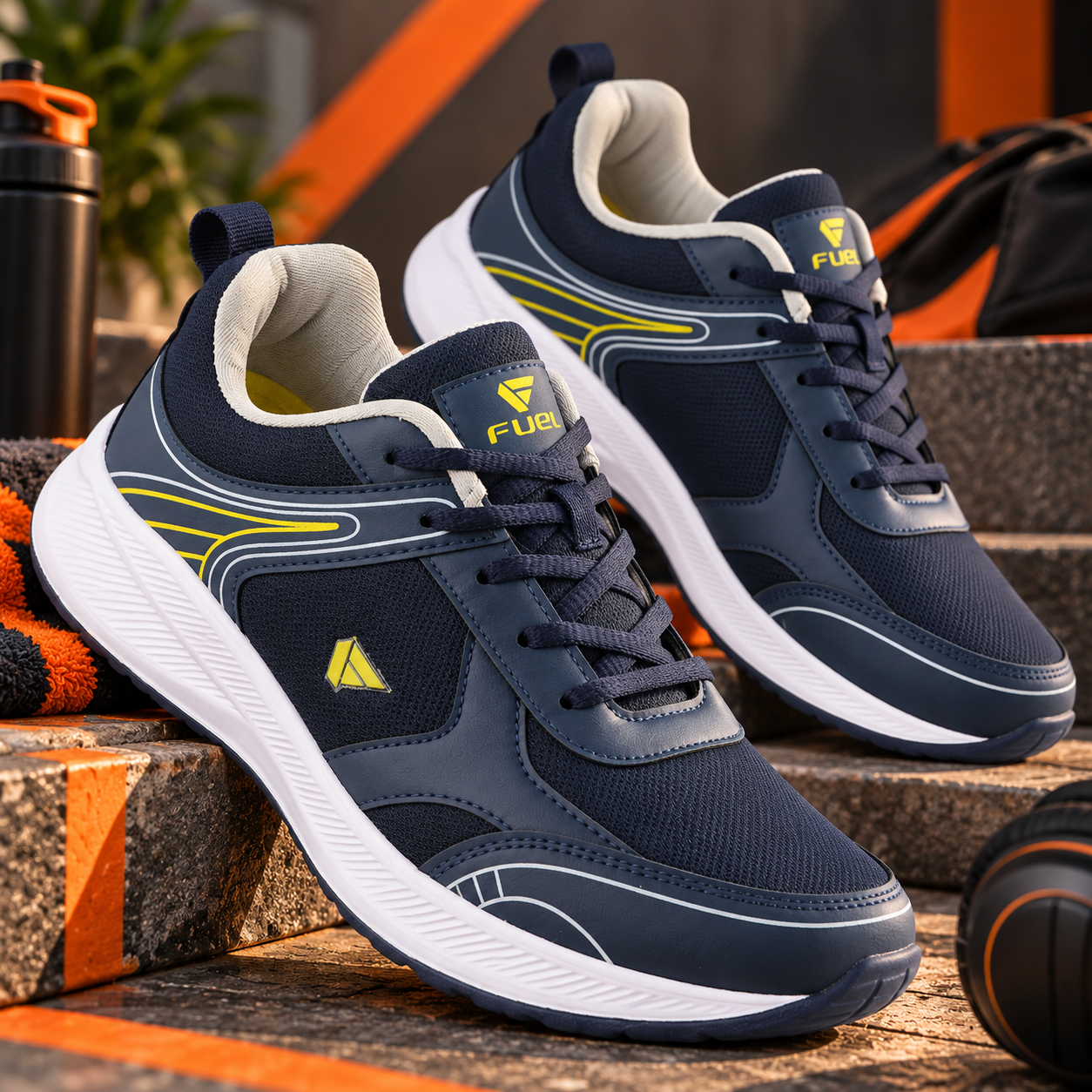 FUEL Carter Athletic Casual & Affordable Anti-Skid Sports Shoes for Men's (Navy-White)