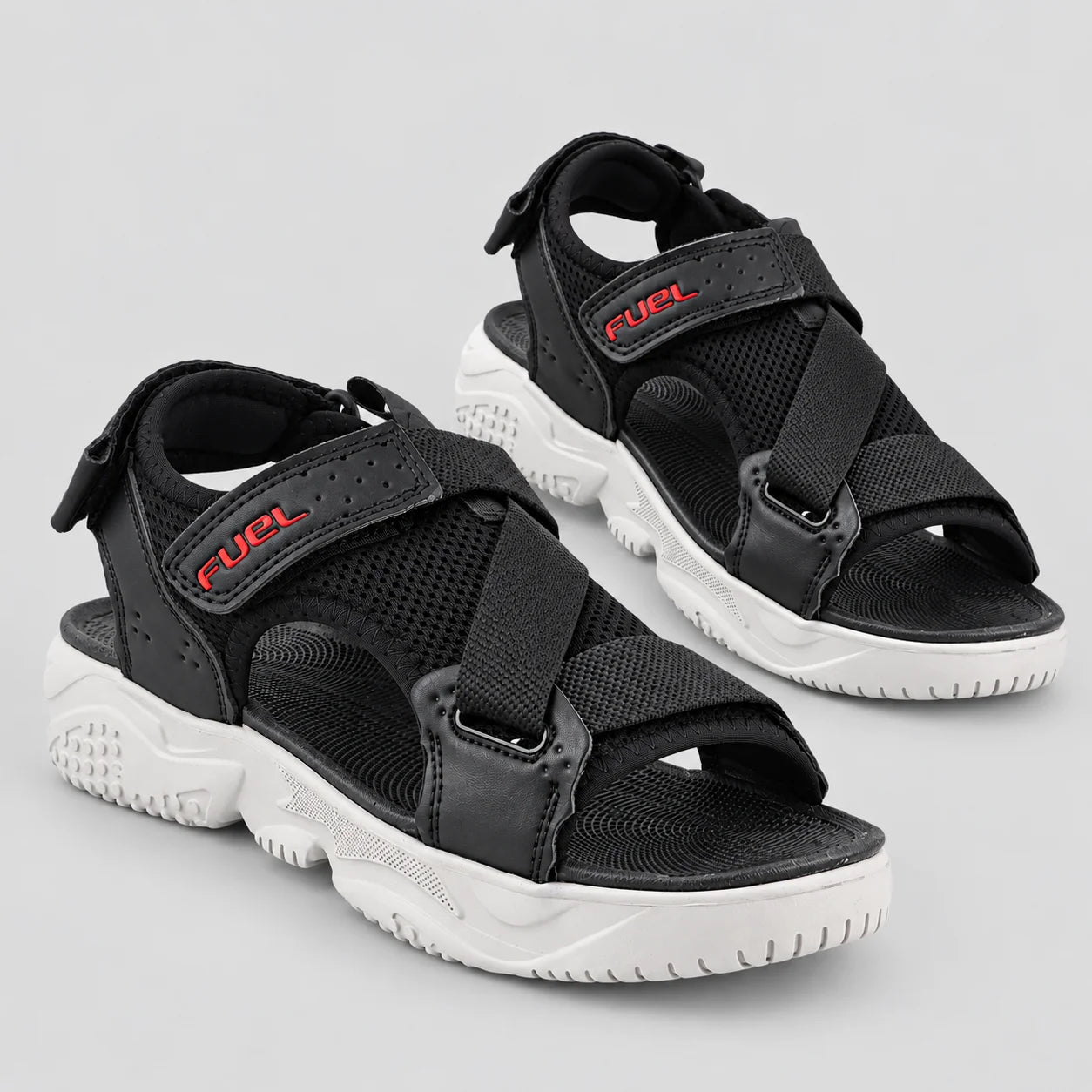 FUEL Gabbro Chunky Sports Sandals for Men (Black-White)