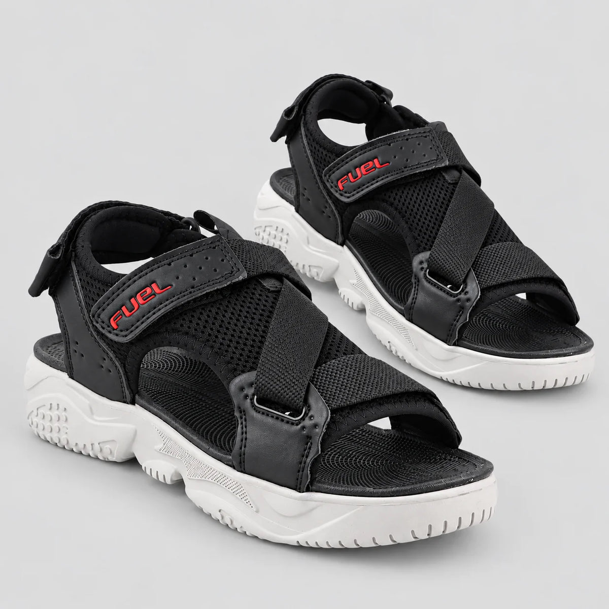 FUEL Gabbro Chunky Sports Sandals for Men (Black-White)