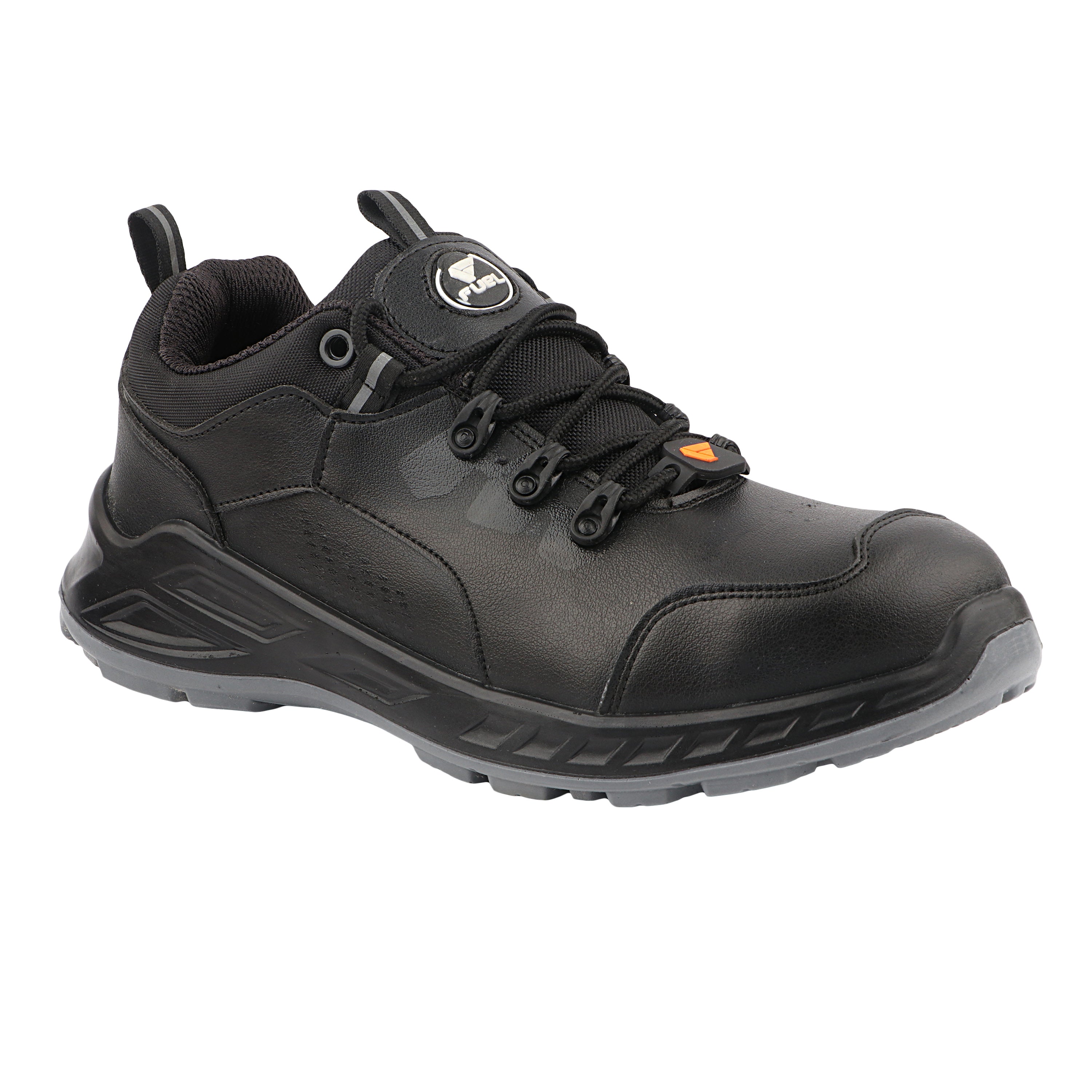 FUEL Smith-01 200J Metallic Toe Cap Micro Fiber Upper Safety Shoes for Men with PU Double Density Sole (Black)