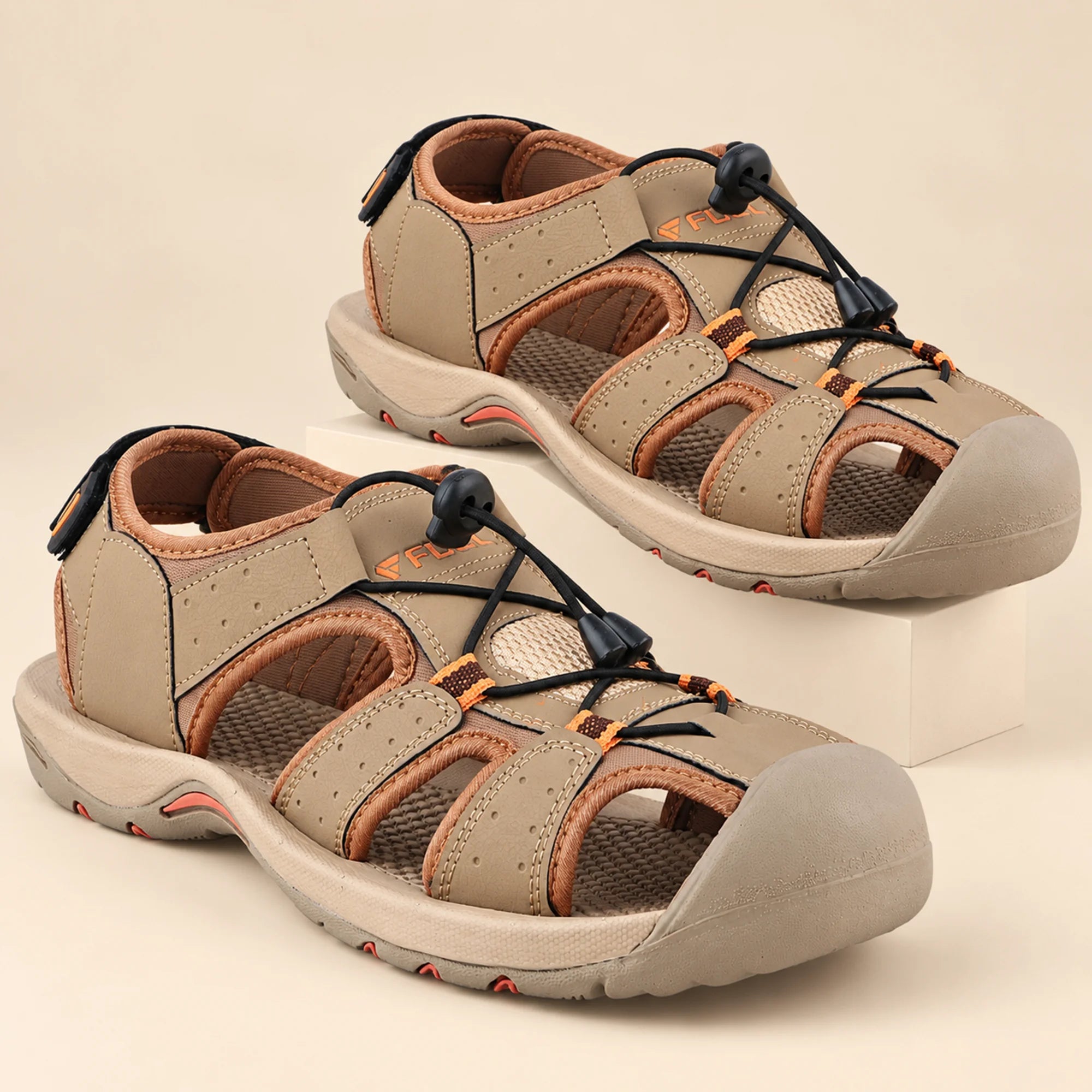 FUEL Soldier-02 Flexible Fisherman Sandals for Men (Beige)