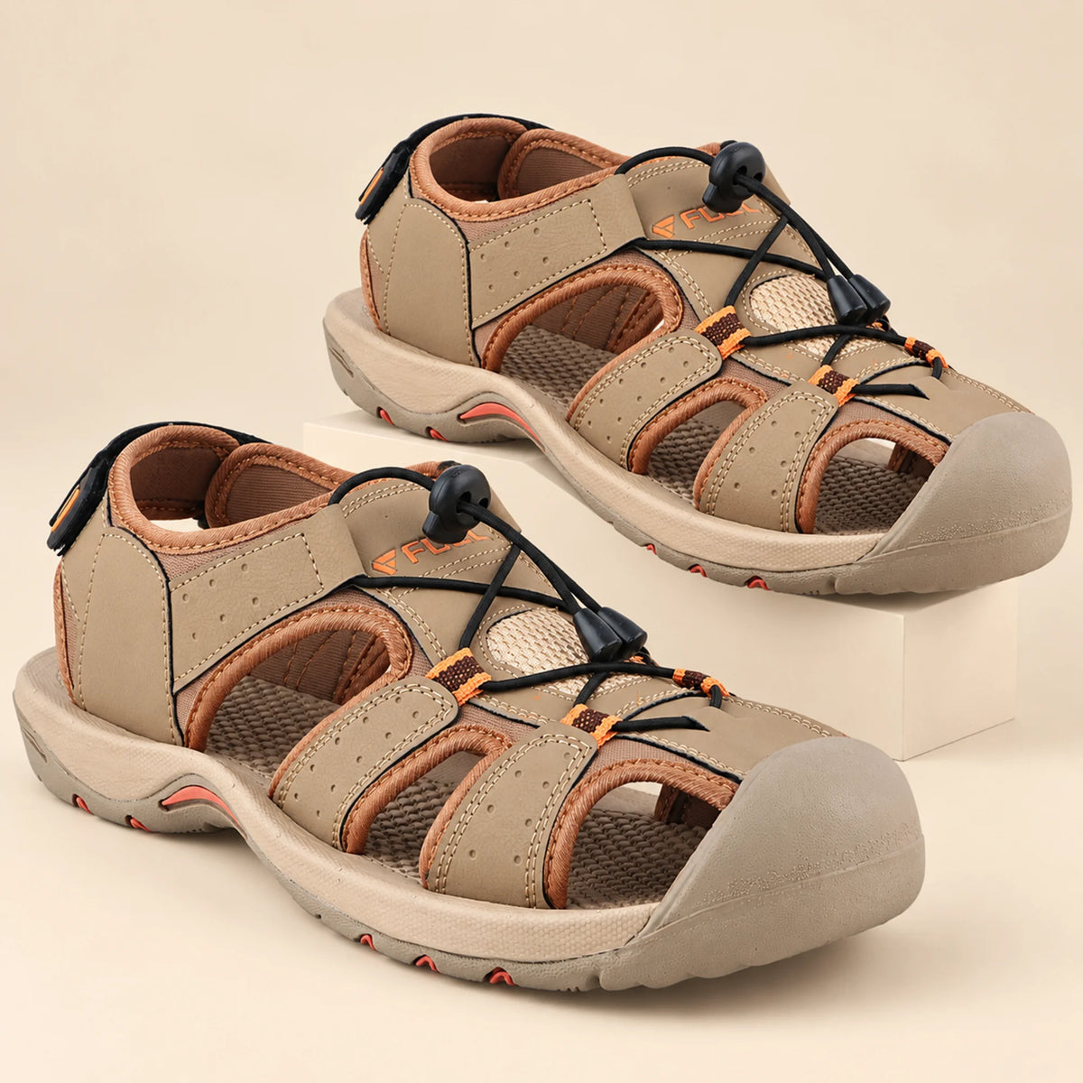 FUEL Soldier-02 Flexible Fisherman Sandals for Men (Beige)