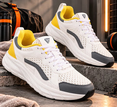 FUEL Nava-03 Comfortable & Light weight Trendy Sports Shoes for Men (White-yellow)