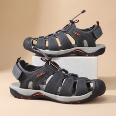 FUEL Soldier-08 Fisherman Protective Toe Cap Sandals for Men (Grey)