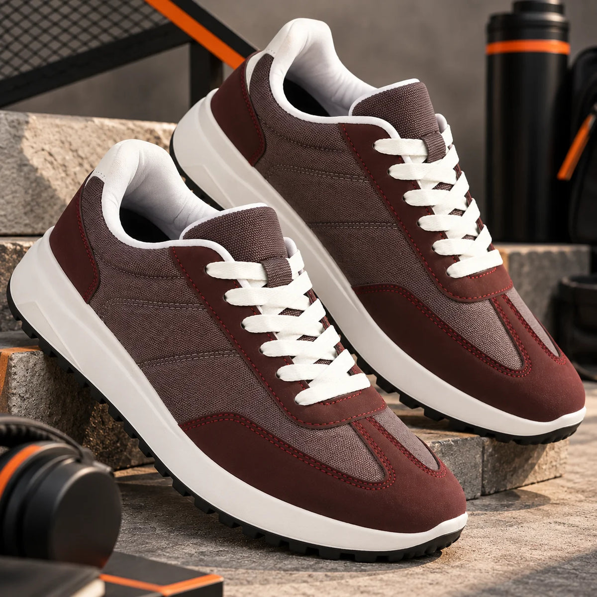 FUEL Neostep-03 Flexible & Lightweight Shock-Absorbing and Comfort Durable Sole Sports Shoes for Men's (Mehroon)