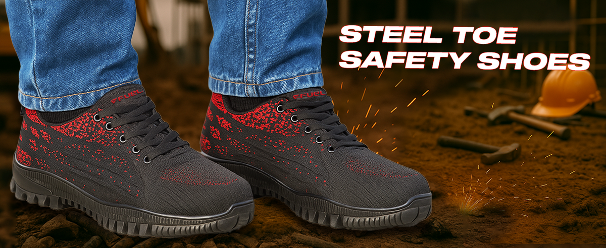 FUEL Trendy Strong Knitted Fabric with Rubber Sole Safety Shoes with Metallic toe cap (200J)