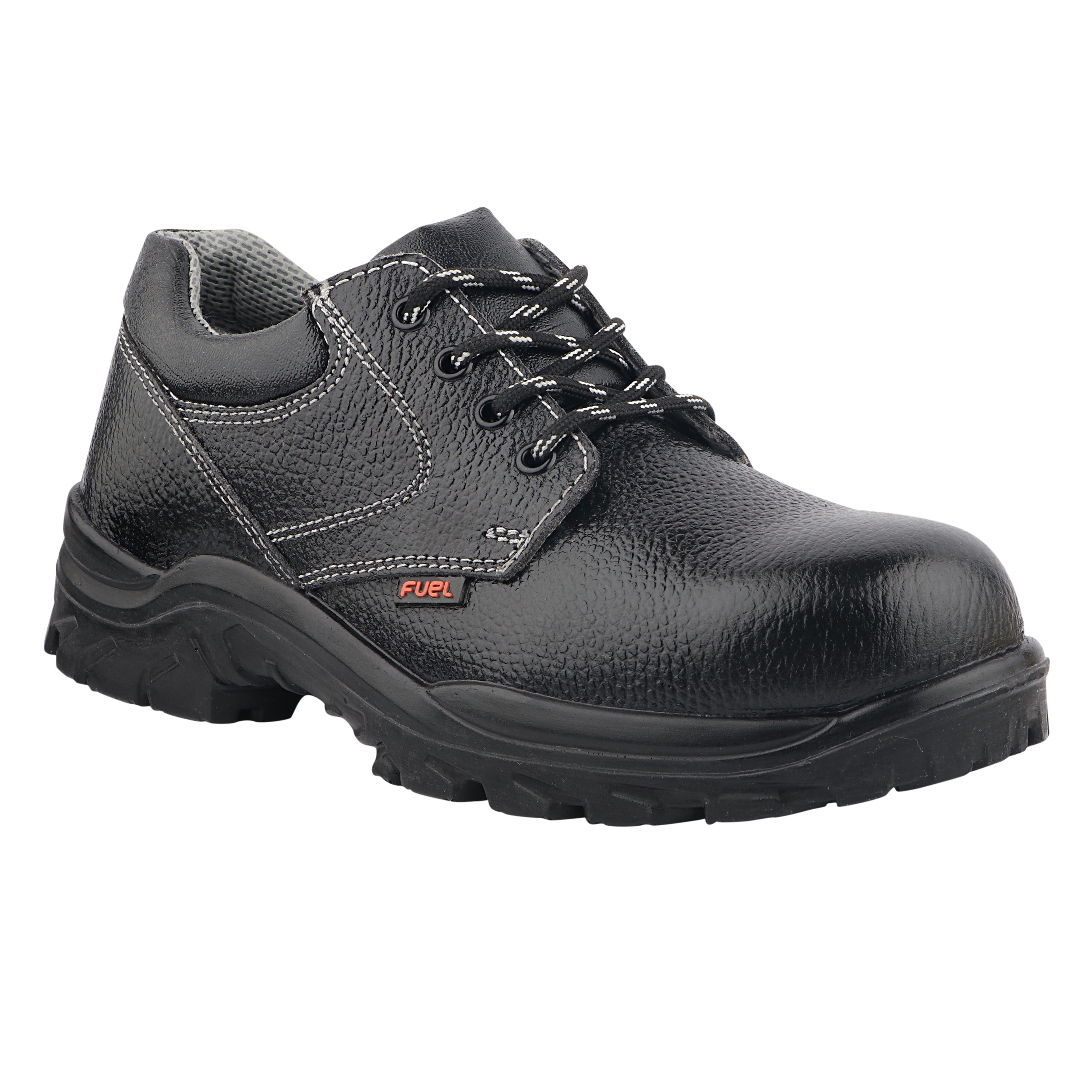 Fuel Gorilla Genuine Leather Safety Shoes for Men's Steel Toe Cap With Single Density PU Sole (Black)