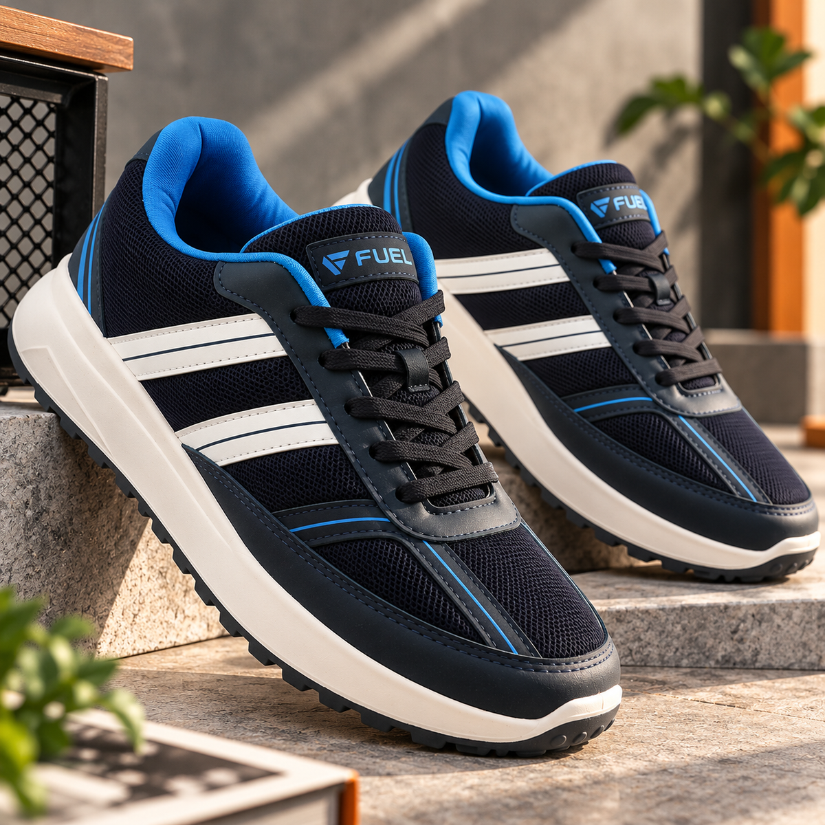 FUEL Frenzy Lightweight & Durable with Stylish Corduroy Cushioned Comfort Durable PVC Sole for Men's (Blue)