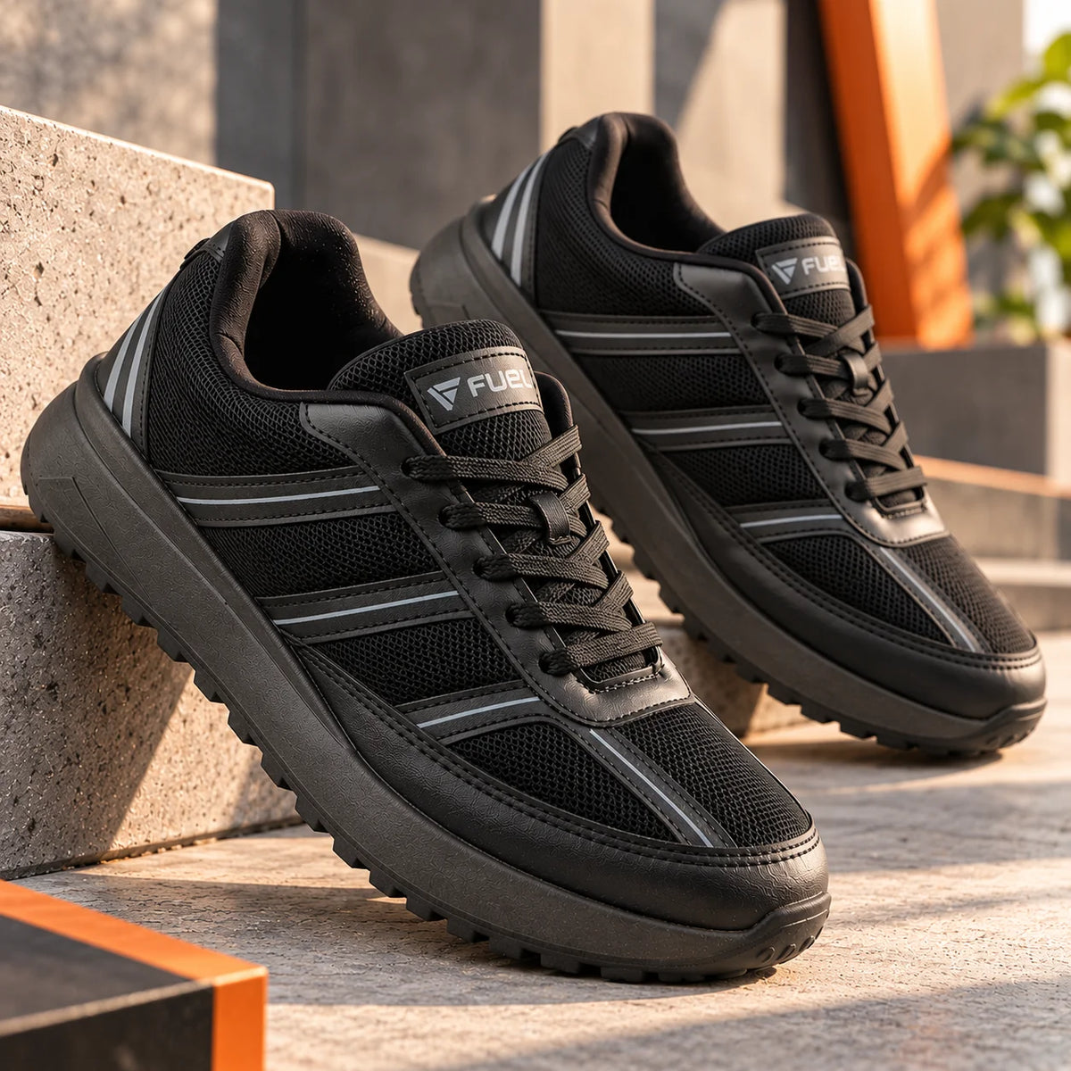FUEL Frenzy Lightweight & Durable with Stylish Corduroy Cushioned Comfort Durable PVC Sole for Men's (Black)