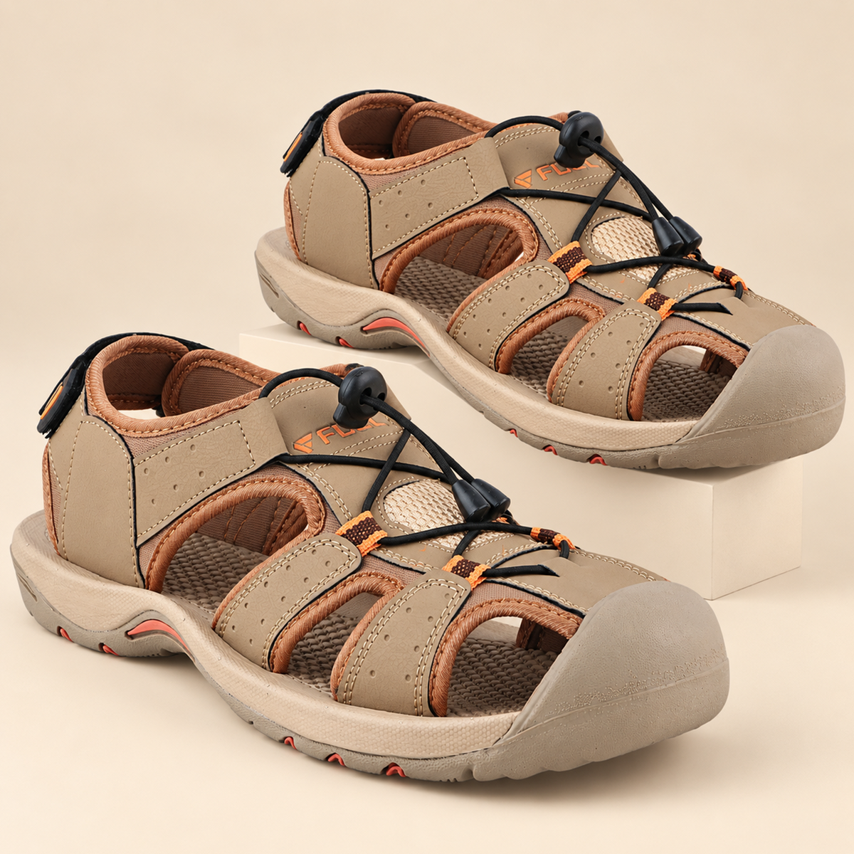 FUEL Soldier-02 Flexible Fisherman Sandals for Men (Beige)