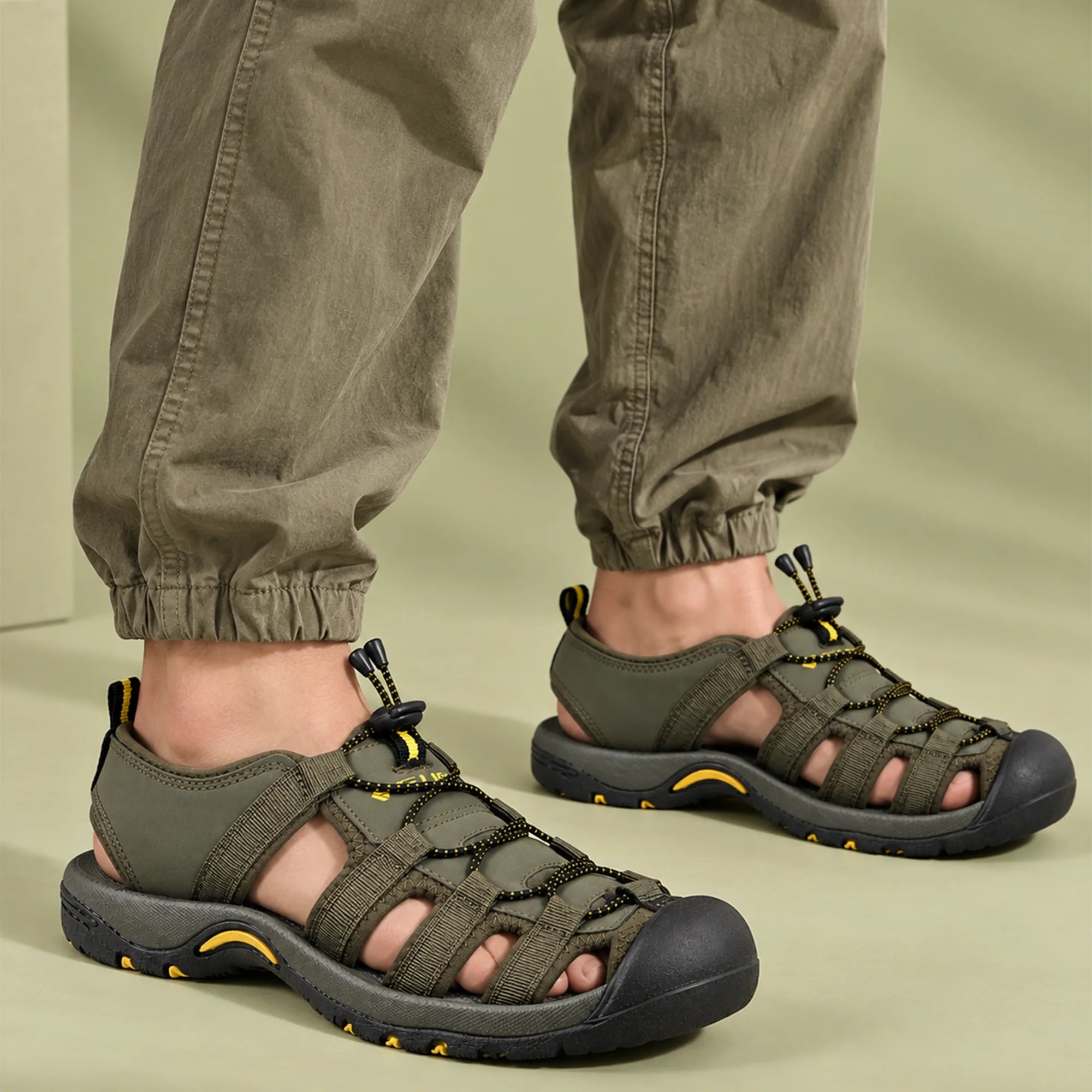 FUEL Soldier-06 Stylish Outdoor Fisherman Sandals Men (Olive)