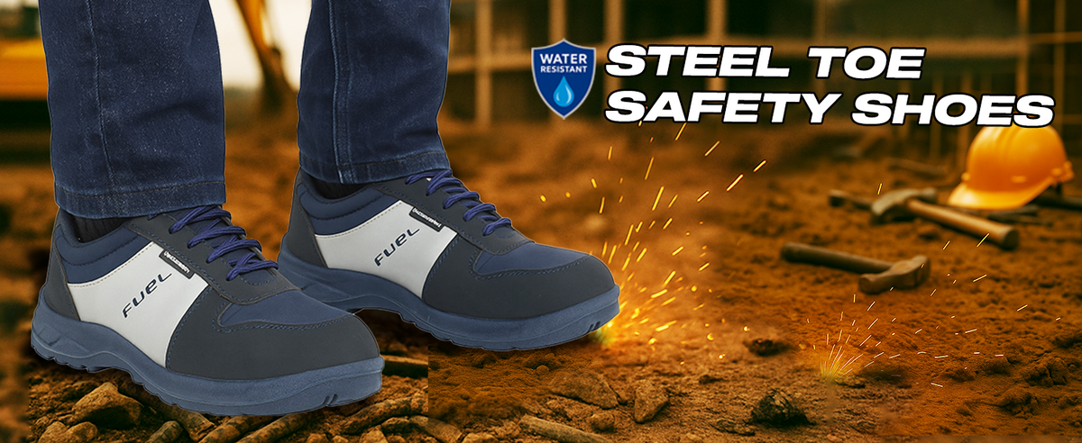 FUEL Ultra Breathable Fabric Upper and Lace-Up Closure with Lightweight PVC Single Density Sole & Comfortable Non-Woven Insole Industrial Work Safety Shoes for Women's (Blue)