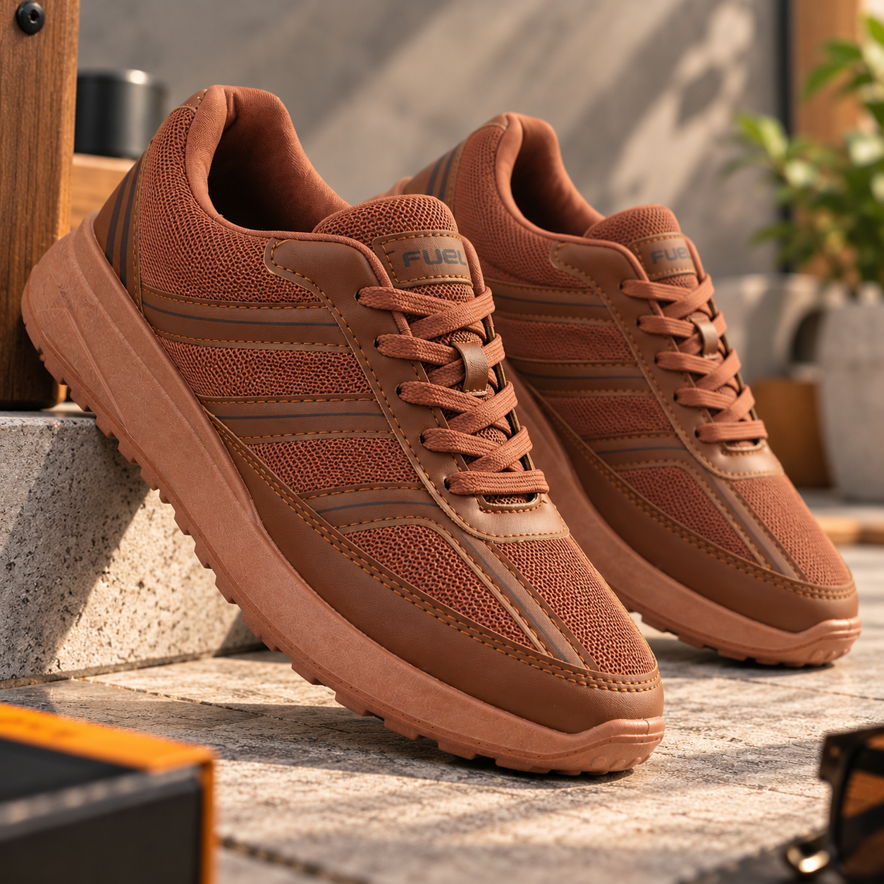 FUEL Frenzy Lightweight & Durable with Stylish Corduroy Cushioned Comfort Durable PVC Sole for Men's (Brown)