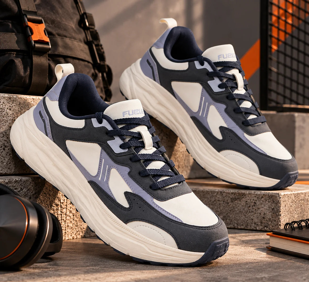 FUEL Orbit Sports Shoes – Comfortable & Durable Lace-Up Shoes with Synthetic Upper, Cushioned Footbed and EVA + TPR Sole for Walking & Casual Wear (Blue)