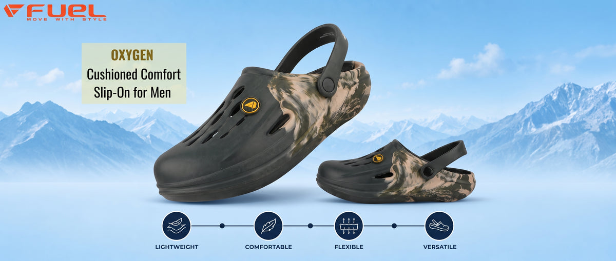 FUEL Oxygen Cushioned Comfort and Lightweight Slip-On with Anti-Slip Sole Clogs for Men's (Olive)