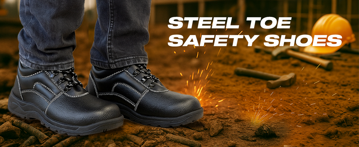 FUEL Arsenal HC Single Density PVC Sole Industrial Safety Shoe For Men's with Steel Toe Cap(Black)