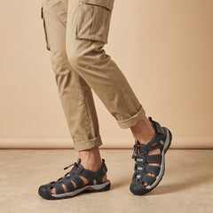 FUEL Soldier-08 Fisherman Protective Toe Cap Sandals for Men (Grey)