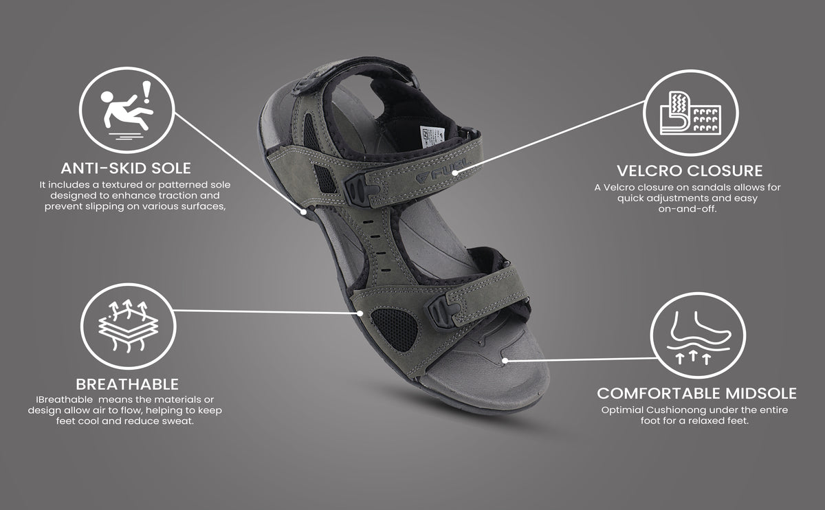 FUEL 2112-05 Comfortable Outdoor Sandals For Men's (Grey)