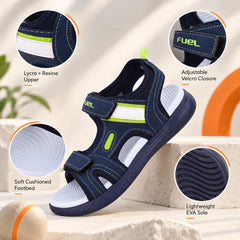 FUEL Power-lite-04 Lightweight EVA Sole and Cushioned Footbed with Adjustable Velcro Closure Sports Sandal for Unisex (Navy)