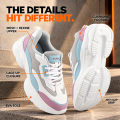 FUEL Lina Lightweight & Comfortable with Lace-Up Running & Daily Wear Sports Shoes for Women's (Blue)
