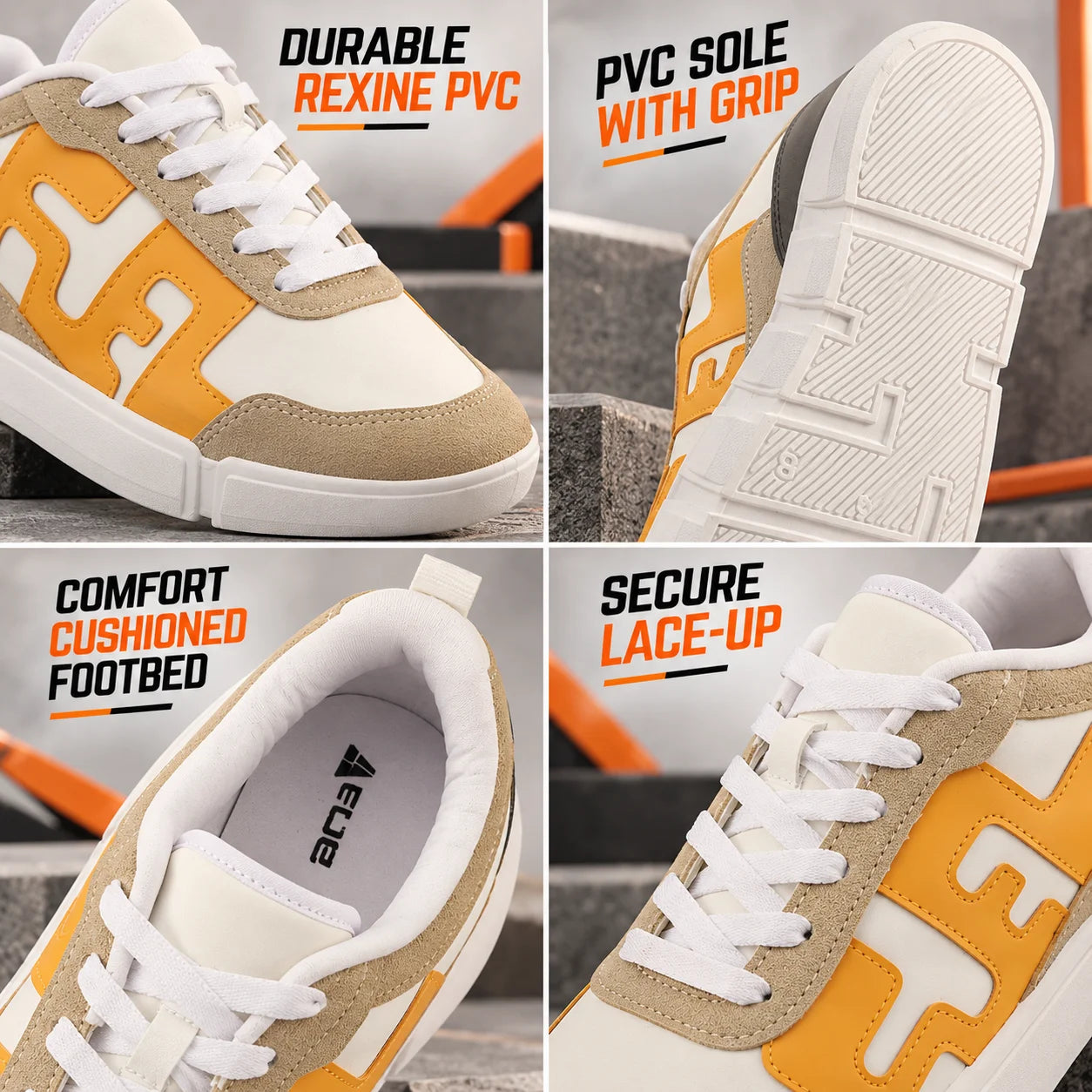 FUEL Striker Athletic Lightweight with Durable PVC Sole and Cushioned Comfort Shoes for Men's (White)