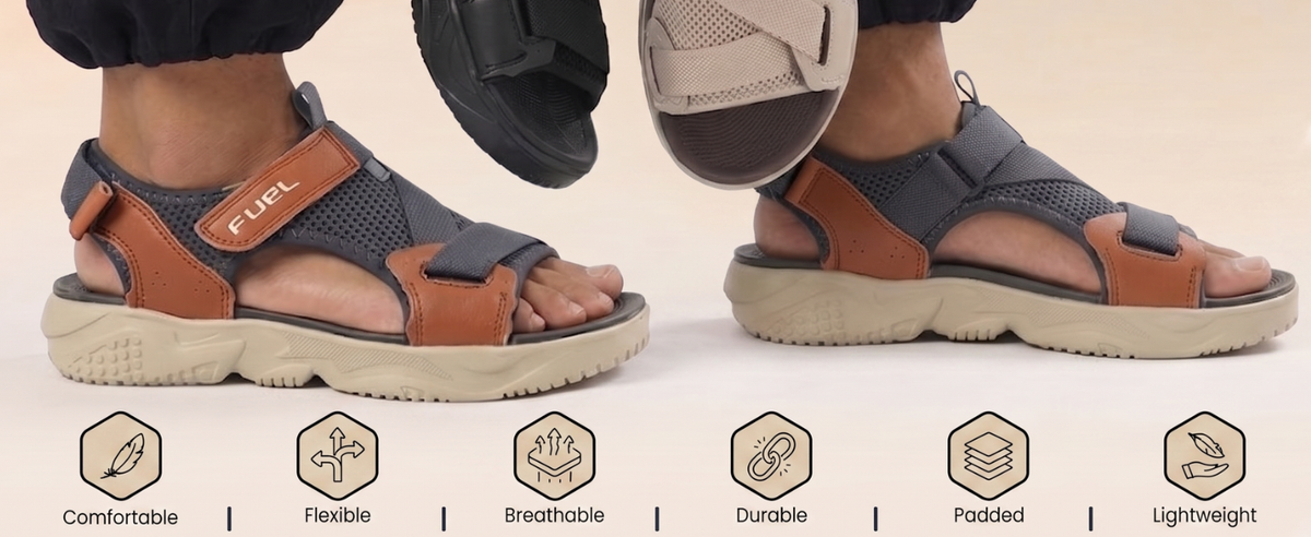 FUEL Gabbro Chunky Sports Sandals for Men (Beige)