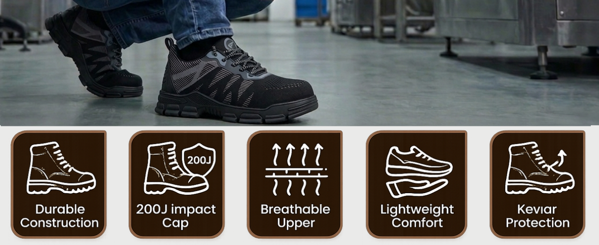 FUEL Reevon-02 Lightweight Knitted Fabric Upper in Kevlar Insole Industrial Safety Shoes with Composit toe cap (200J)