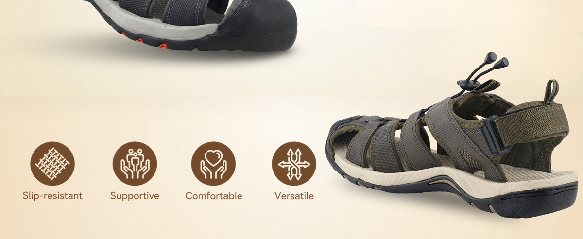 FUEL Soldier-08 Fisherman Protective Toe Cap Sandals for Men (Grey)