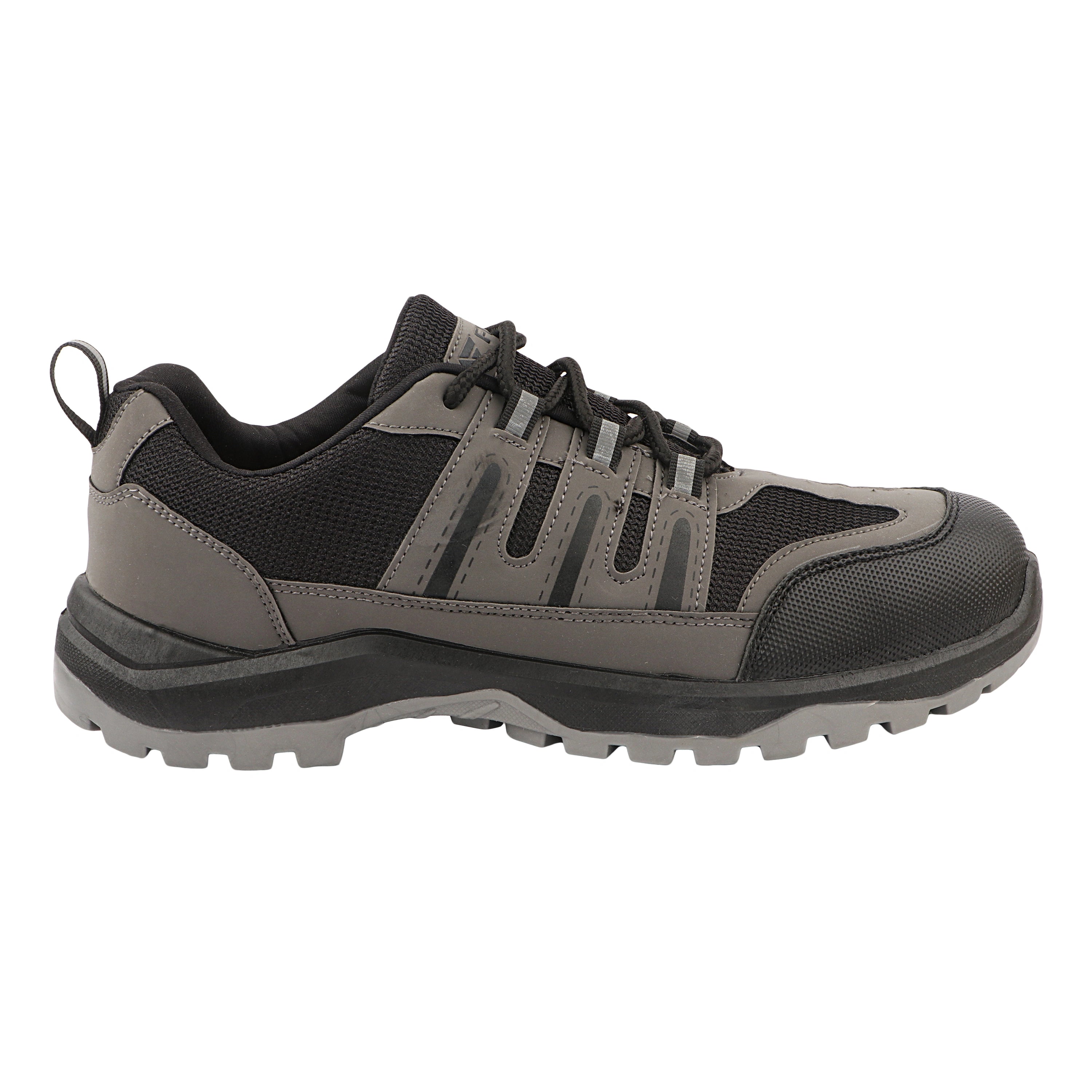 FUEL Diesel-03 Grey Black Safety Shoes for Men – Industrial Work Shoes with Metal Toe Cap, Durable Anti-Slip PVC Sole and Comfortable Mesh Lining, (Black,Grey)