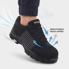 FUEL Aqua Knitted Upper in  PU Sole with 200J Composite Toe Lightweight Industrial Work Safety Shoes for Men (Black)
